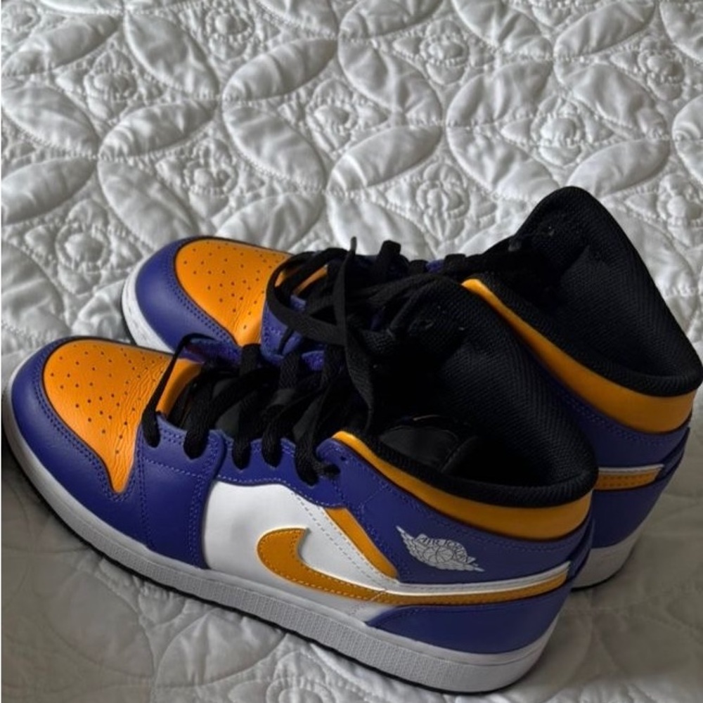 Jordan High-Top Sneakers - Purple, Orange, and White